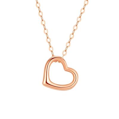 China 2022 CLASSIC New Design Fashion Women's High Quality Solid Gold 18K Heart Shape Simple Necklace for sale