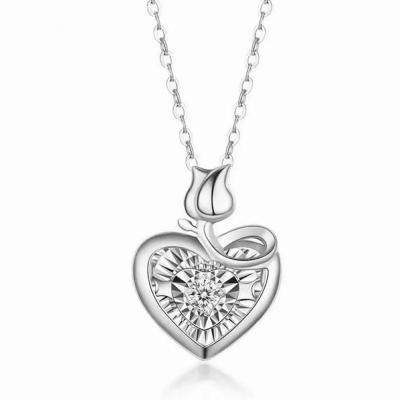 China 18k Rose Heart Necklace Pendant 18k rose heart necklace universal pendant clavicle chain fashionable high-end diamond necklace new birthday gift for sale