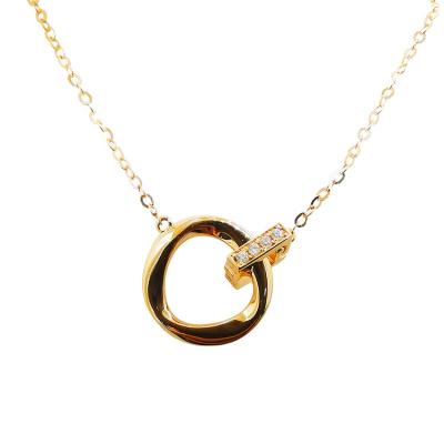 China Authentic Au750 Gold Necklace K Gold Fashion 18k Rose Gold Authentic Diamond Necklace Pendant O Chain for sale