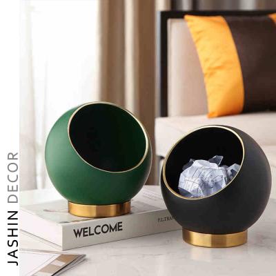 China Ink Minimalist Light Luxury Gray Pattern Storage Bucket Living Room Bedroom Resin Desktop Decorations for sale