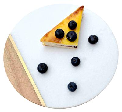 China Disposable Custom LOGO Round Marble and Wooden Cheese Serving Plate Serving Tray for sale