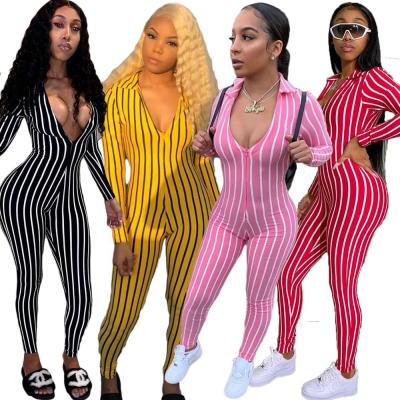 China Vendor Waterproof Bodycon Clothing Women Long Sleeve Jumpsuit V-Neck Plus Size Women Overalls for sale