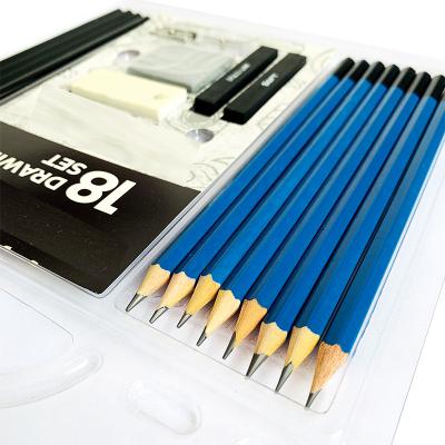 China Fine Art 18 Pcs Sketching Pencil Art Set And Professional Sketching Drawing Pencils Set In Blister Pack for sale