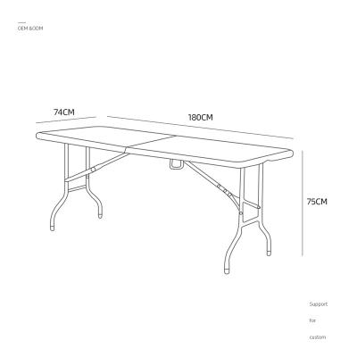 China Modern Outdoor Dining Table 6FT 180cm Long Narrow Rectangle Lightweight Folding Plastic Table for sale