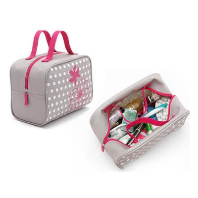 China Custom Makeup Storage Bags With Handles / Women Printed Travel Hand Bags for sale