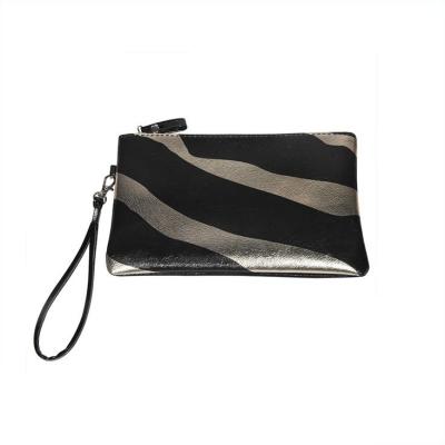 China Printed Stripe Promotional PU Leather Cosmetic Bags With Handles for sale