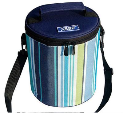 China Cylindric Insulated Cooler Bags , Portable Wine Cooler Bag Top Round Zipper for sale