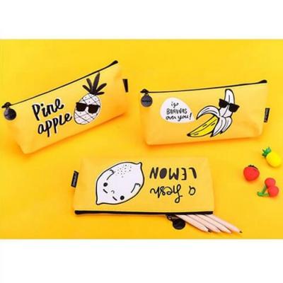 China Cartoon Kids Student Pencil Pouches Polyester , Zipper Pencil Case Bag Yellow for sale