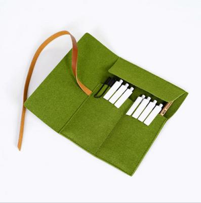 China Felt Pencil Organizer Pouch/Zipper Pouch Grass Green Durable For Students for sale