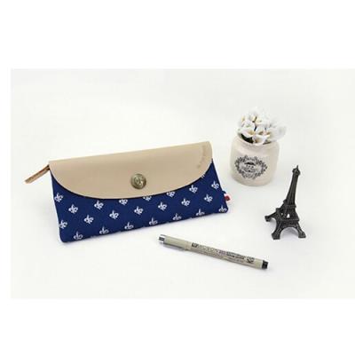 China Pu Leather Student Pencil Pouches Printed , Fabric Pencil Holder Soft Stationery for sale