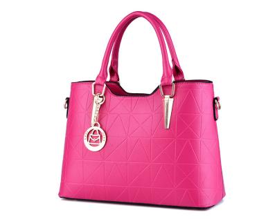 China Classical Type Medium Soft Leather Tote Bag Pink Color With Metal Zipper for sale