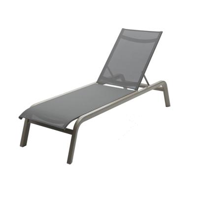 China Simple and Stylish Design Garden Sun Beach Hotel Pool Lounger Outdoor Aluminum Chair with Mesh Seat for sale