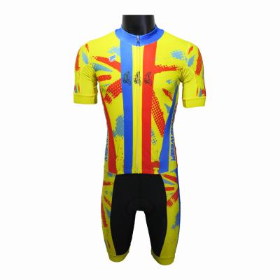 China High quality antibacterial custom pro tank top skin cycling suit, men's cycling suit with padded cycling shorts, colorful road bike cycling suit for sale