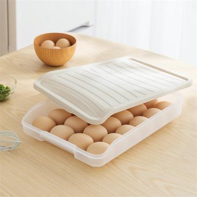 China Sustainable Division Egg Tray 24 Grids Plastic Egg Fridge Kitchen Rack Fresh-keeping Storage Box for sale