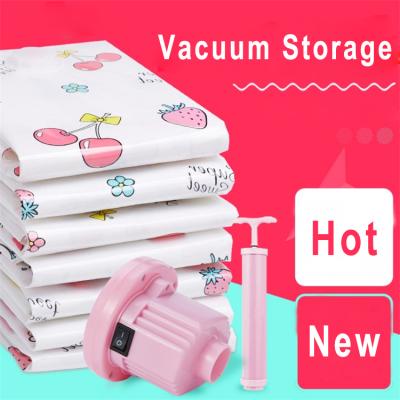 China Large Capacity Custom Size Organizer Save Space PA+PE Compression Quilt Clothing Bag Home Thick Vacuum Storage Bag With Pump for sale