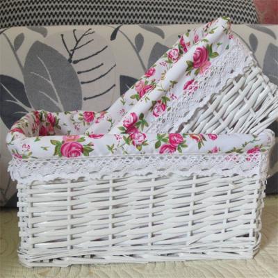 China Viable Home Storage Organizer Sundries Clothes Food Fruit Rattan Woven White Wicker Basket for sale