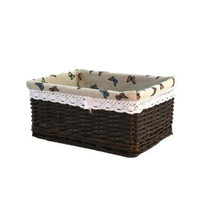 China Sustainable Household Fruit Food Organizer Wicker Rattan Handwoven Supermarket Commodity Display Basket for sale