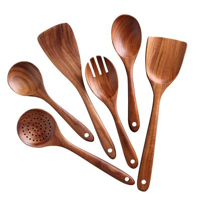 China Amazon Sale Cookware 6pcs Family Kitchen Tools Spoons and Spatulas Kitchen Utensils Set Hot Viable Wood for sale