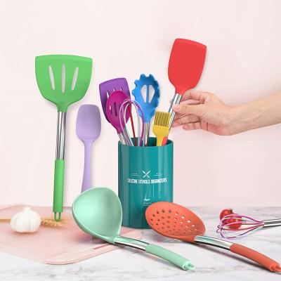 China Colorful Suppliers Viable Kitchenware Household Silicone Silicone Cookware Stainless Steel Kitchen Utensils Set For Baking for sale