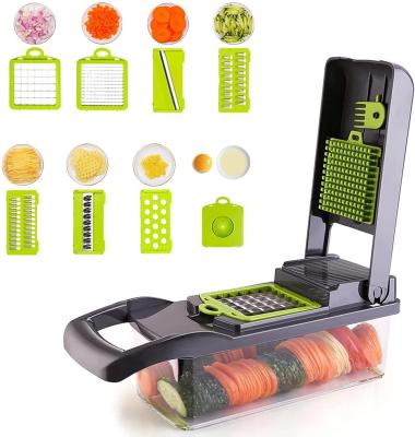 China Sustainable Hot Selling Amazon Kitchen Tools 12 In 1 Manual Slicer Fruit Chopper Multifunctional Vegetable Cutter for sale