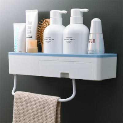 China Viable Wall Mounted Plastic Organizer Bathroom Shelf Towel Storage Racks Toilet Rack for sale