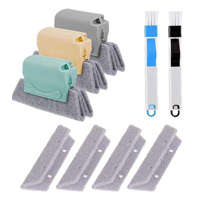 China Sustainable 9 in 1 Household Plastic Track Cleaner 9 Pieces Slot Brush House Windows Cleaning Cleaning Tools for sale