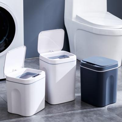 China Sustainable Home Dust Sensor Bins Intelligent Plastic Trash Can Ashbin Auto Smart Trash Can for sale