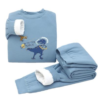 China Smart casual thermal underwear set plus thickening boys winter pajamas striped children's wear for sale