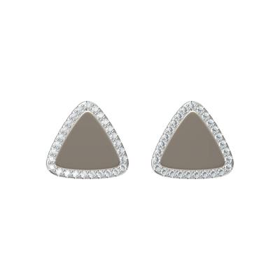 China Simple Geometric 925 Sterling Silver Mother Of Pearl Vintage Triangle Shape Ladies Earring Stud for sale