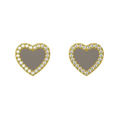 China Vintage Heart 925 Sterling Silver CZ Pearly Earrings Stud for sale