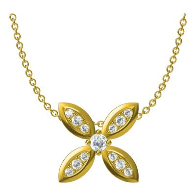 China TRENDY Women's 14K Gold Tiny CZ Gold Vermeil Necklace Minimal Flower Trendy Pendant for sale