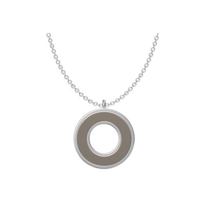 China TRENDY 925 Sterling Silver Flat Mother Of Pearl Round Circle Loop Pendant Necklace for sale