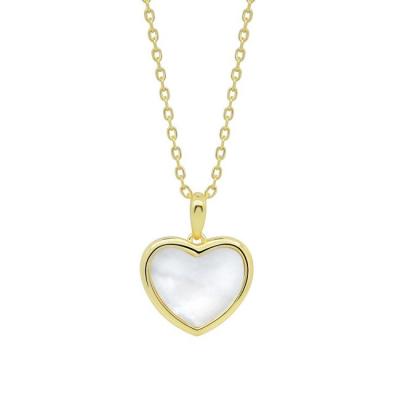 China TRENDY Simple 14K Gold Plated 925 Sterling Silver Mother Pearl White Shell Heart Pendant Necklace for sale