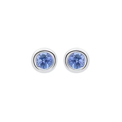 China Tiny 925 Sterling Silver Bezel Set Blue Sapphire Dot Cubic Zirconia Earrings Stud Vintage Wholesale Girl's Small for sale