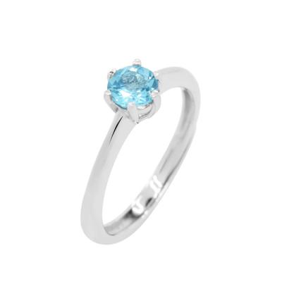 China CLASSIC Women's Simple Classic 925 Sterling Silver Finger Jewelry 6 Round Cut Blue Fork Zircon Rings for sale