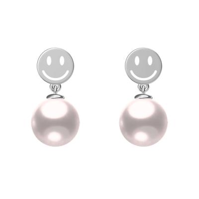 China Elegant 925 Sterling Silver Smiley Happy Face Pink Pearl Necklace for sale