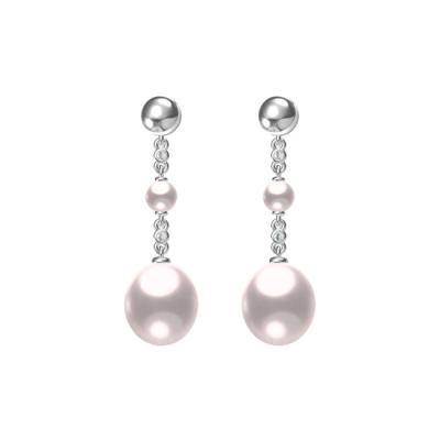 China Elegant Dangle Freshwater 925 Sterling Silver Pearl Drop Earrings Women Jewelry for sale