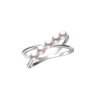 China CLASSIC 925 Sterling Silver Cross X Shape Little Pearl Beaded Ring for sale