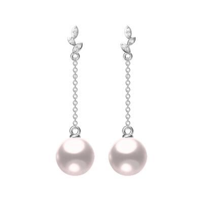 China 2022 Large Real 925 Sterling Silver Fresh Water Elegant Long Pearl Drop Earrings for sale