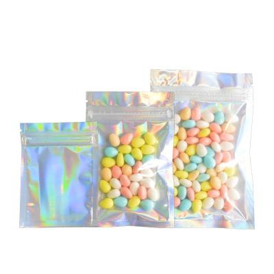 China MOQ 500 Laser Holographic Bags Moistureproof With Zipper Packaging Pouch For Eyelash Packaging Glossy Outer Plastic Bag for sale