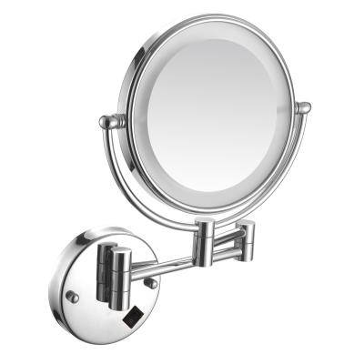 China Magnifying Bathroom Stainless Steel Makeup Smart Rechargeable Led Wall Mounted Mirror for sale