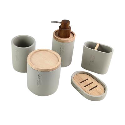 China Sustainable Promotional Goods Using Sustainable Use Of 6 Pieces Of Resin Set Premium Bathroom Set for sale