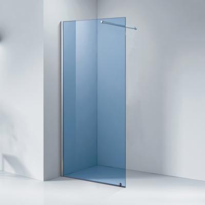 China Kmry Clean Easy One Fixed Shower Panel Glass Walk In Shower Screen Blue Tempered Glass Shower Door MD8006A for sale