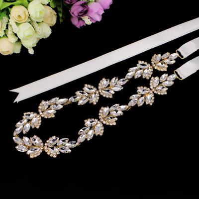 China Elegant Crystal Bridal Sash Rhinestone Wedding Party Bridal Sash Flatback Sash For Dress Sash LZ1004 for sale