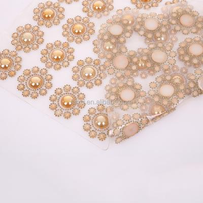 China Wholesale Flatback gold hotfix flower rhinestone leaf round for sale