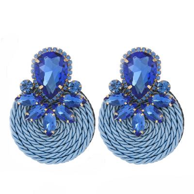 China FASHIONABLE Handmade Braided Round Braided Rhinestone Woven Quilting Jewelry Ear Studs Women Earrings for sale