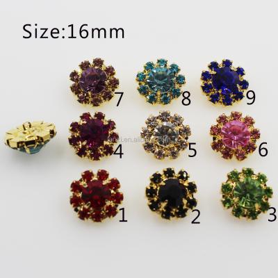 China Gold Flatback Flower Shape Metal Rhinestone Buttons Buckle For Sewing Craft for sale