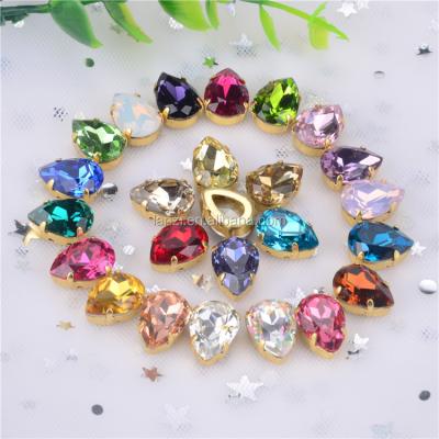 China Flatback Drop Sew On Crystal Rhinestone With Brass Claw for sale