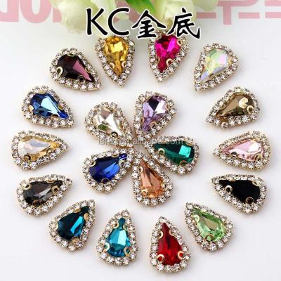 China Flatback Crystal Glass Sew On Stone With Claw Drop Shape Crystal Buckle Loose Rhinestones for sale