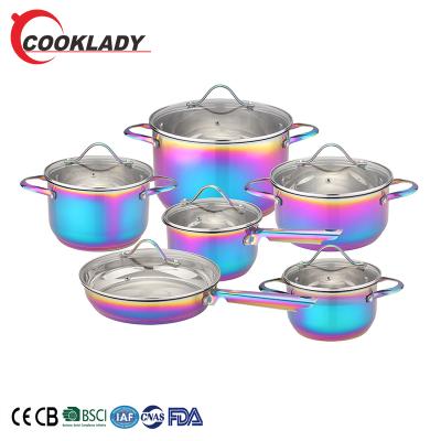 China Best Viable Selling Kitchen Pots 12Pcs Stainless Steel Nonstick Cookware Sets Colorful Nonstick Cookware Sets Non Stick Cookware Set for sale